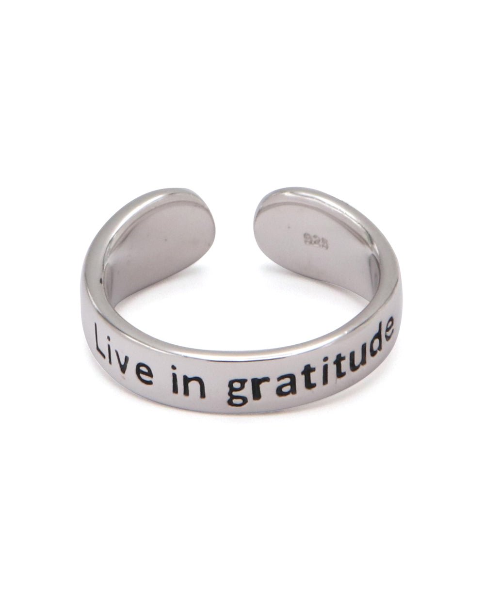 Live in Gratitude Sterling Silver Adjustable Inspirational Ring - Rings