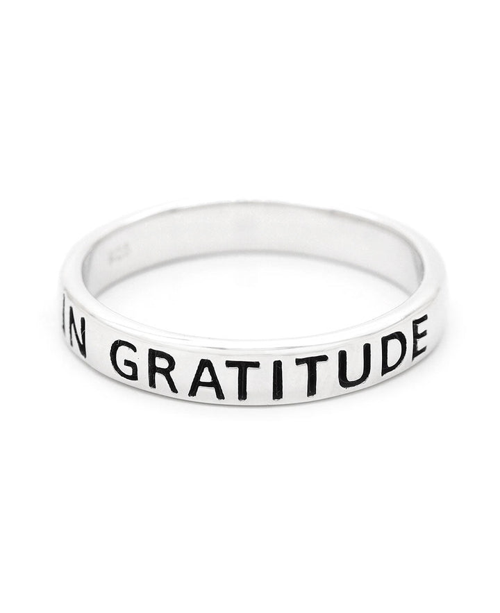 Live In Gratitude Sterling Silver Mantra Ring - Rings Size 6