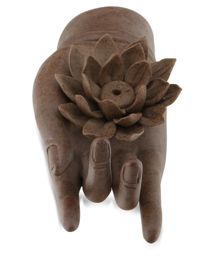 Lotus and Mudra Hand Incense Holder - Incense Holders
