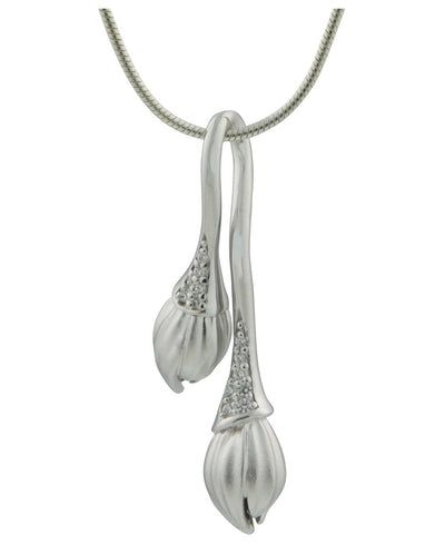 Lotus Buds Crystal Pendant, Sterling Silver - Charms & Pendants