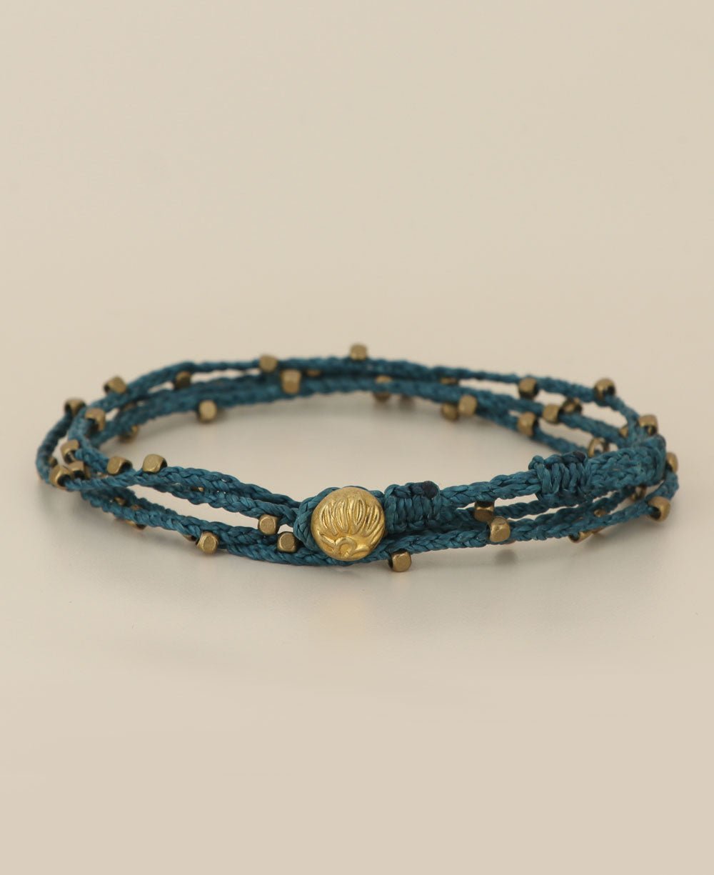 Lotus Design Bead Braided Wrap Bracelet - Bracelets