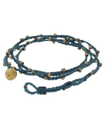 Lotus Design Bead Braided Wrap Bracelet - Bracelets