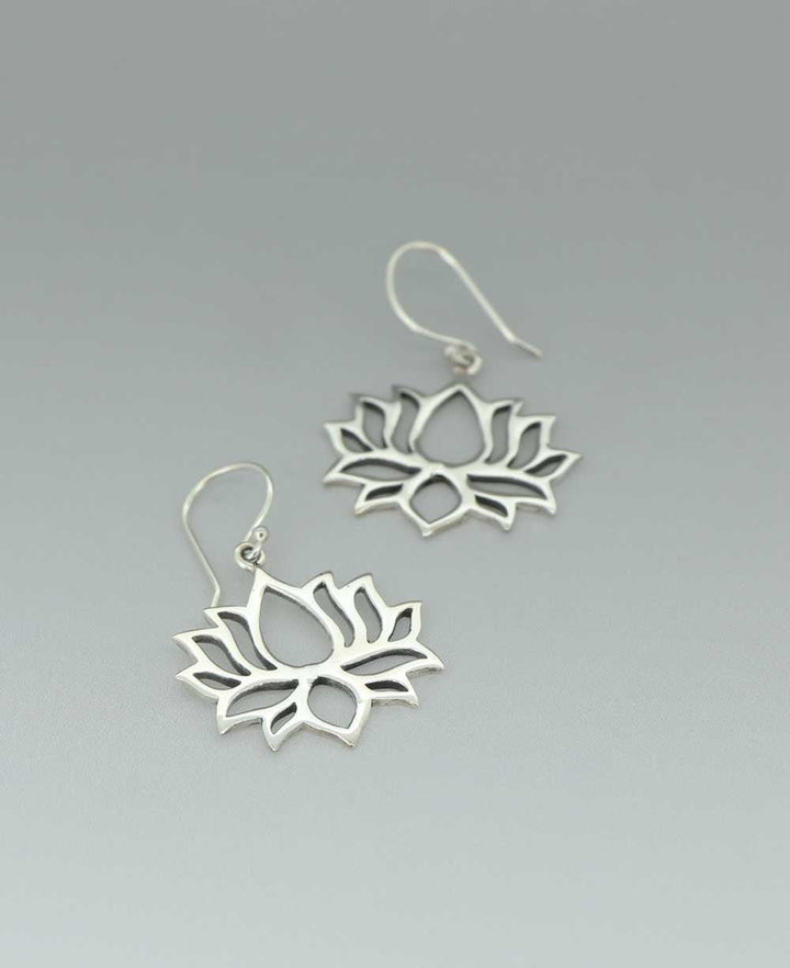 Lotus Design Sterling Silver Minimalist Earrings - Earrings