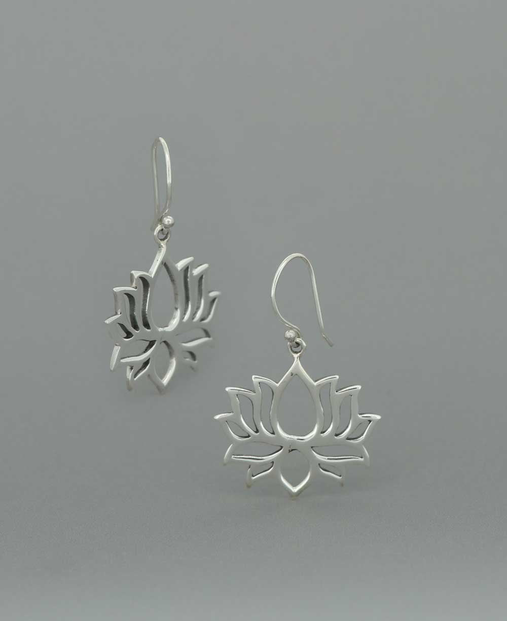 Lotus Design Sterling Silver Minimalist Earrings - Earrings