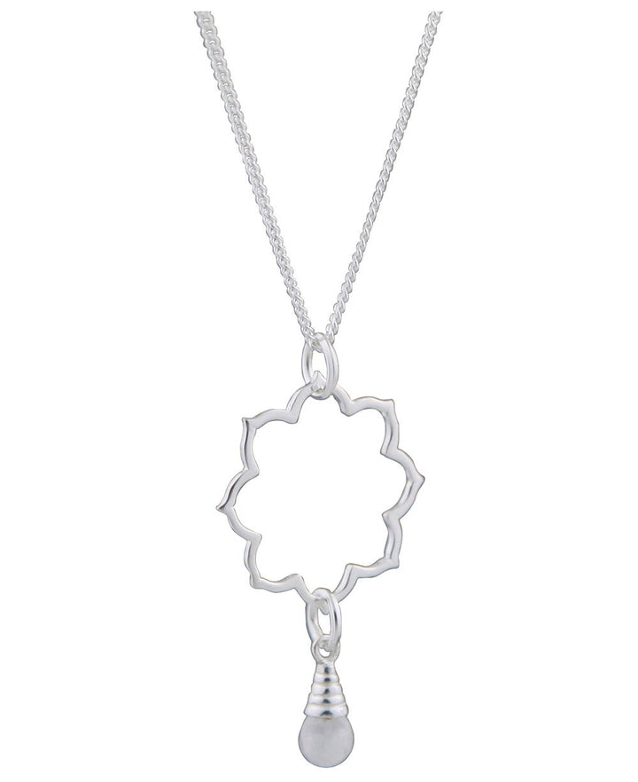 Lotus Gemstone Drop Necklace, Sterling Silver - Necklaces Amethyst