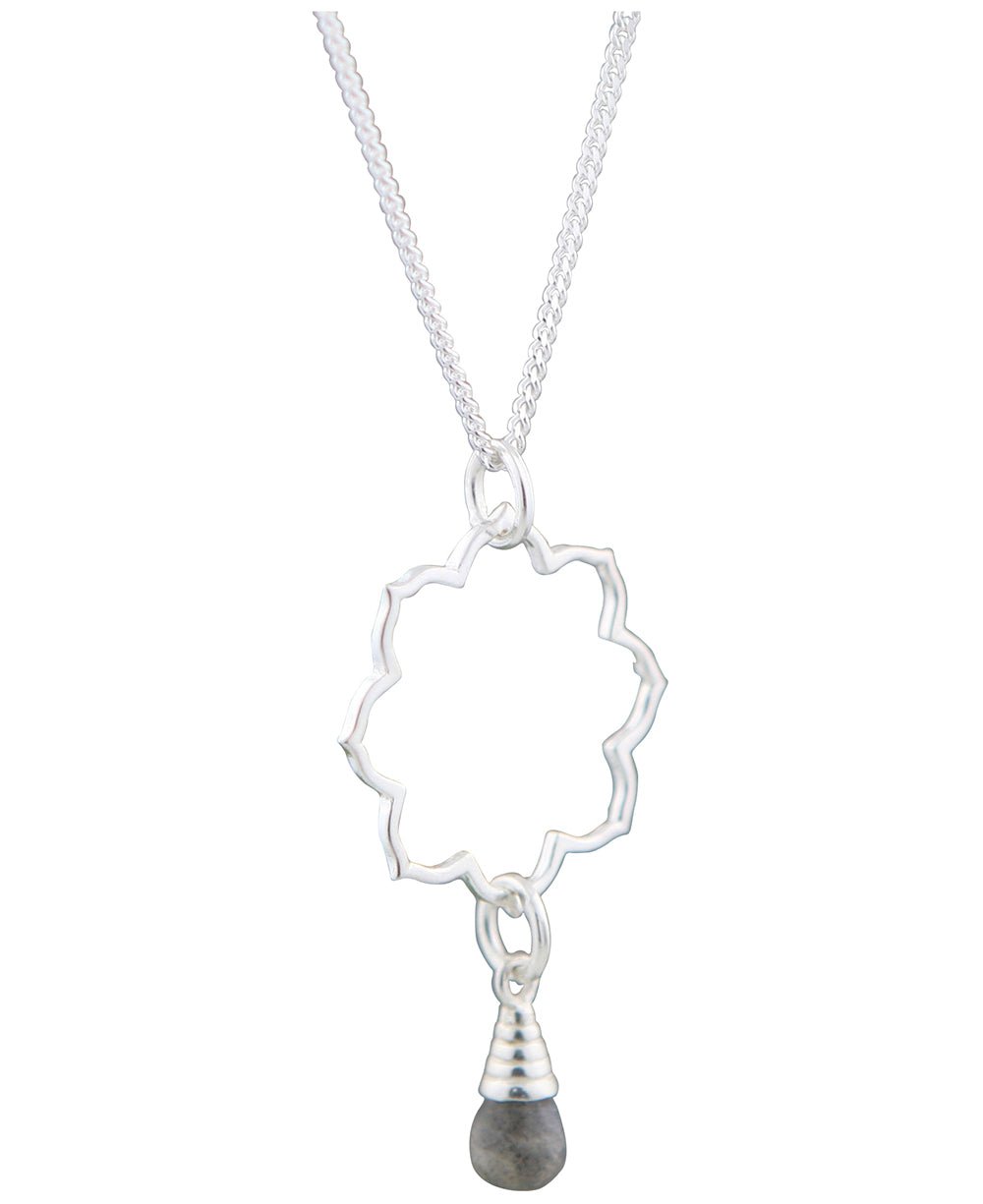 Lotus Gemstone Drop Necklace, Sterling Silver - Necklaces Amethyst