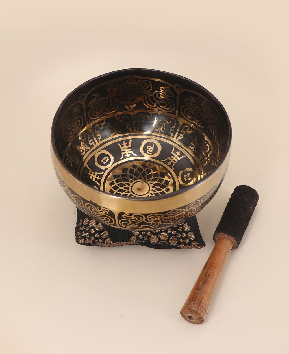 Lotus Mandala and Mantra Design Meditation Singing Bowl - Singing Bowl