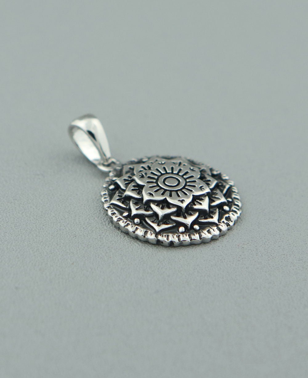 Lotus Mandala Pendant in Sterling Silver -