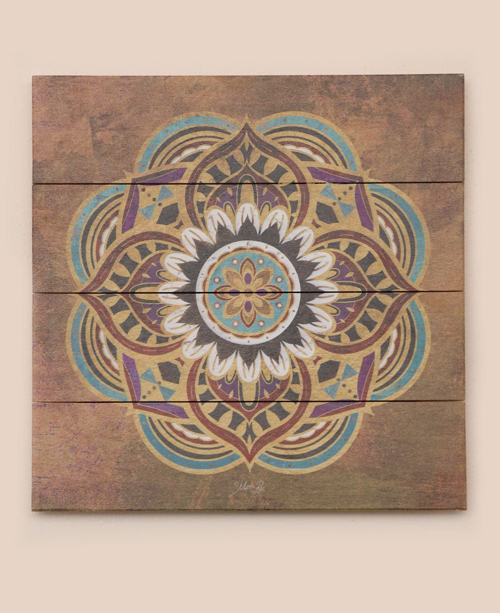 Lotus Mandala Wood Pallet Wall Hanging - Posters, Prints, & Visual Artwork 12"