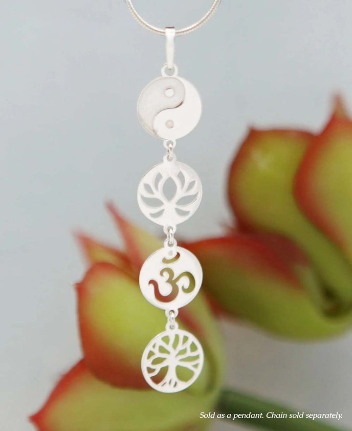 Lotus, Yin Yang, Tree of Life, Om Pendant in Sterling Silver - Necklaces