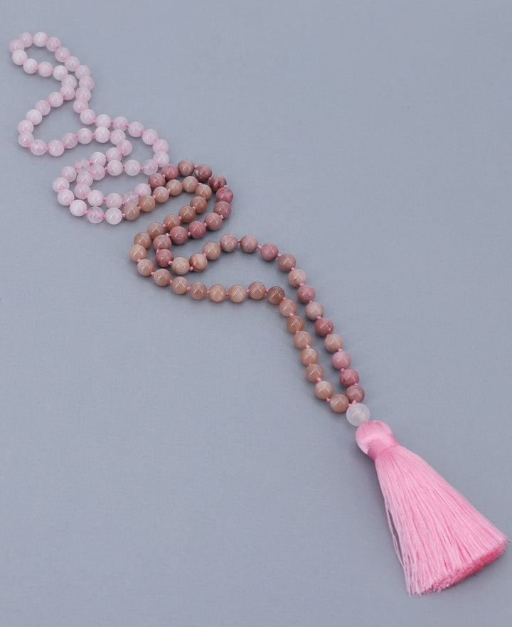Love And Compassion Gemstone Beads Knotted Meditation Mala - Prayer Beads