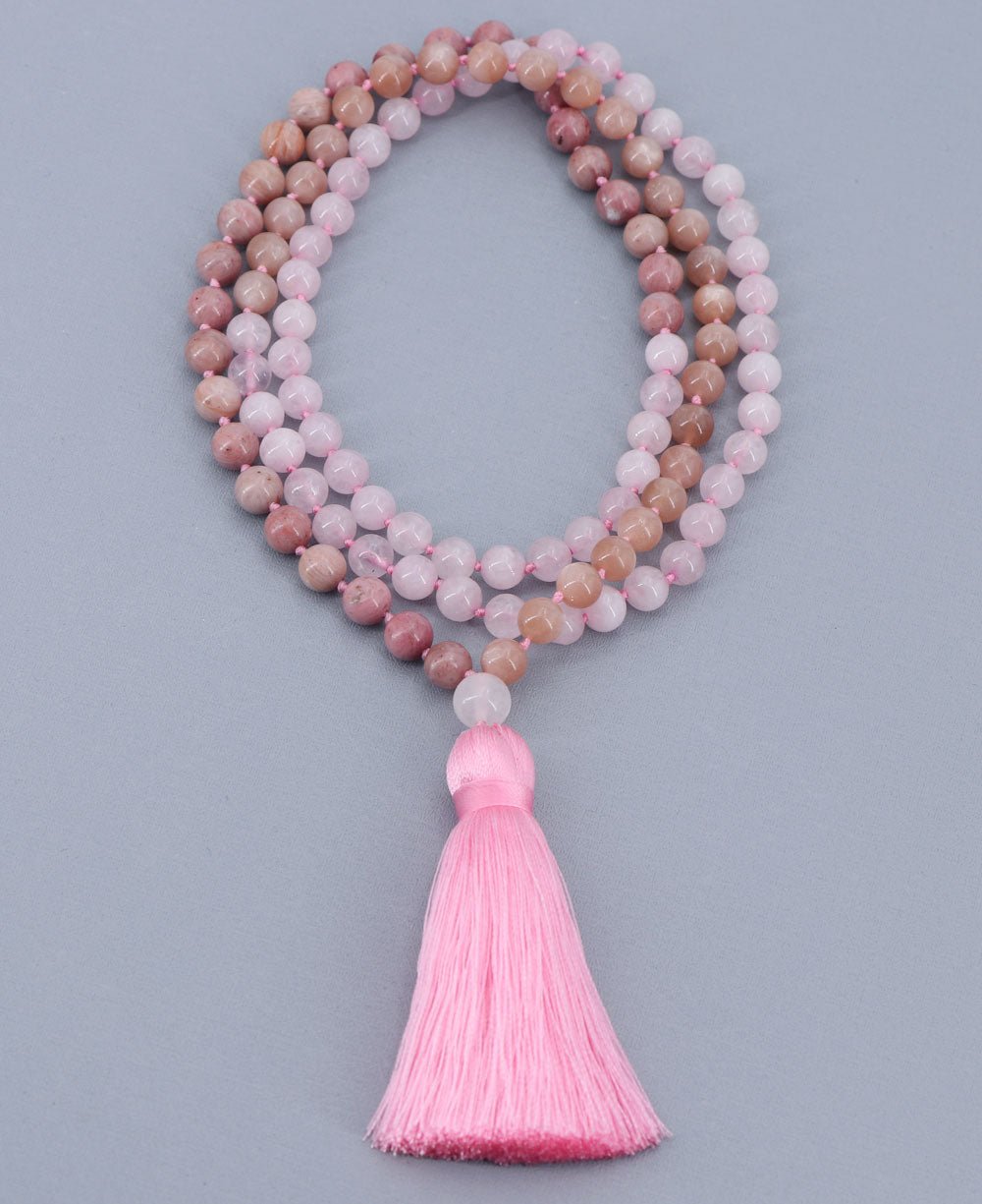 Love And Compassion Gemstone Beads Knotted Meditation Mala - Prayer Beads