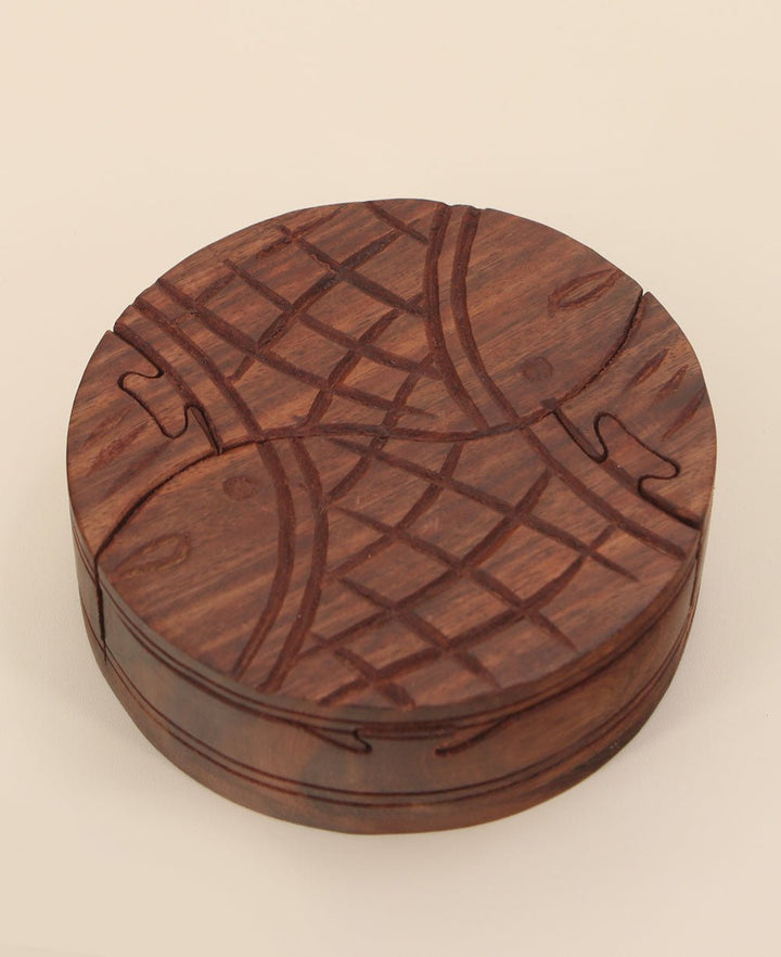 Lucky Fish Indian Rosewood Jigsaw Puzzle Box - Decor