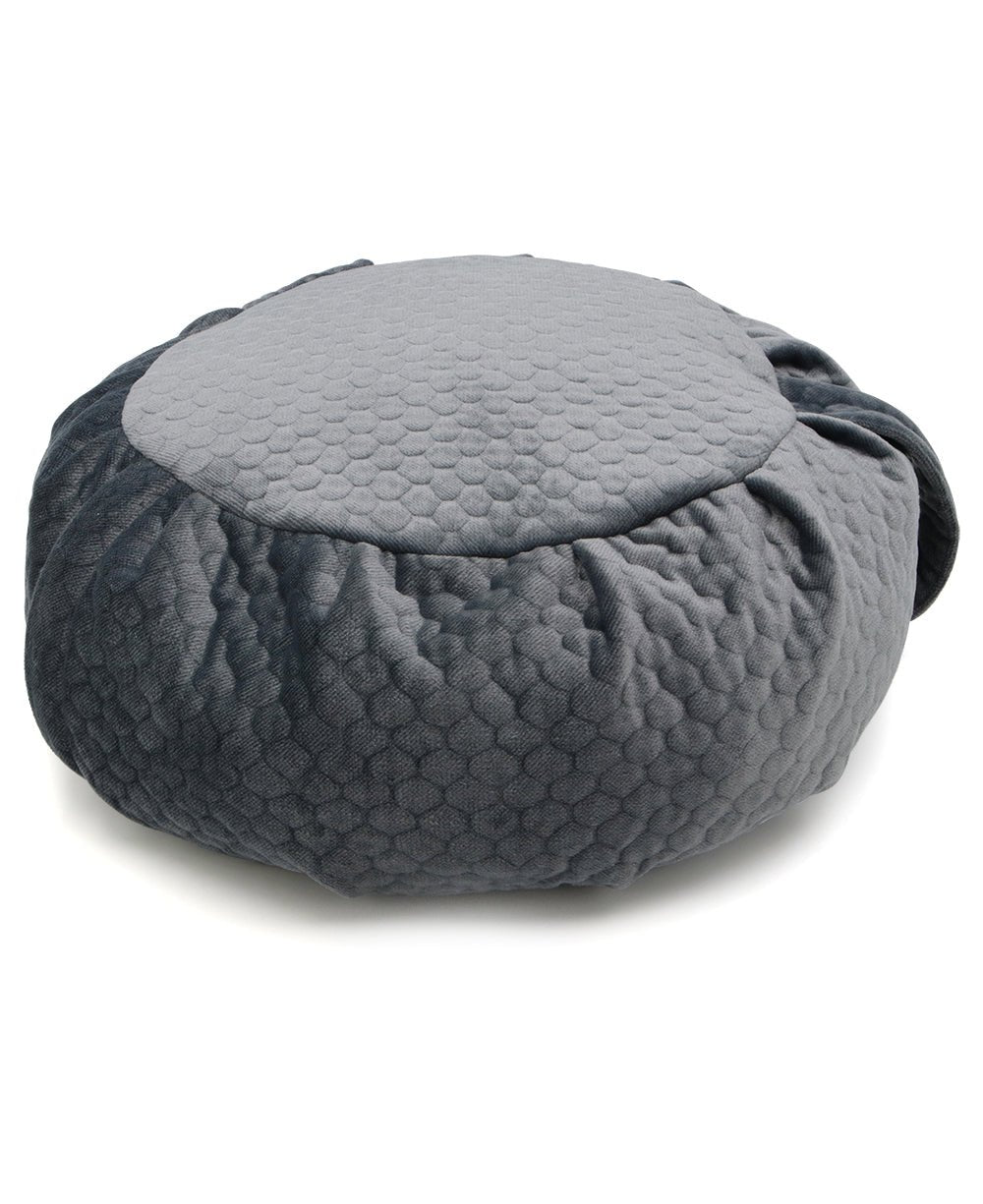 Luxe Quilted Zafu Meditation Cushion in Honeycomb - Massage Cushions Slate