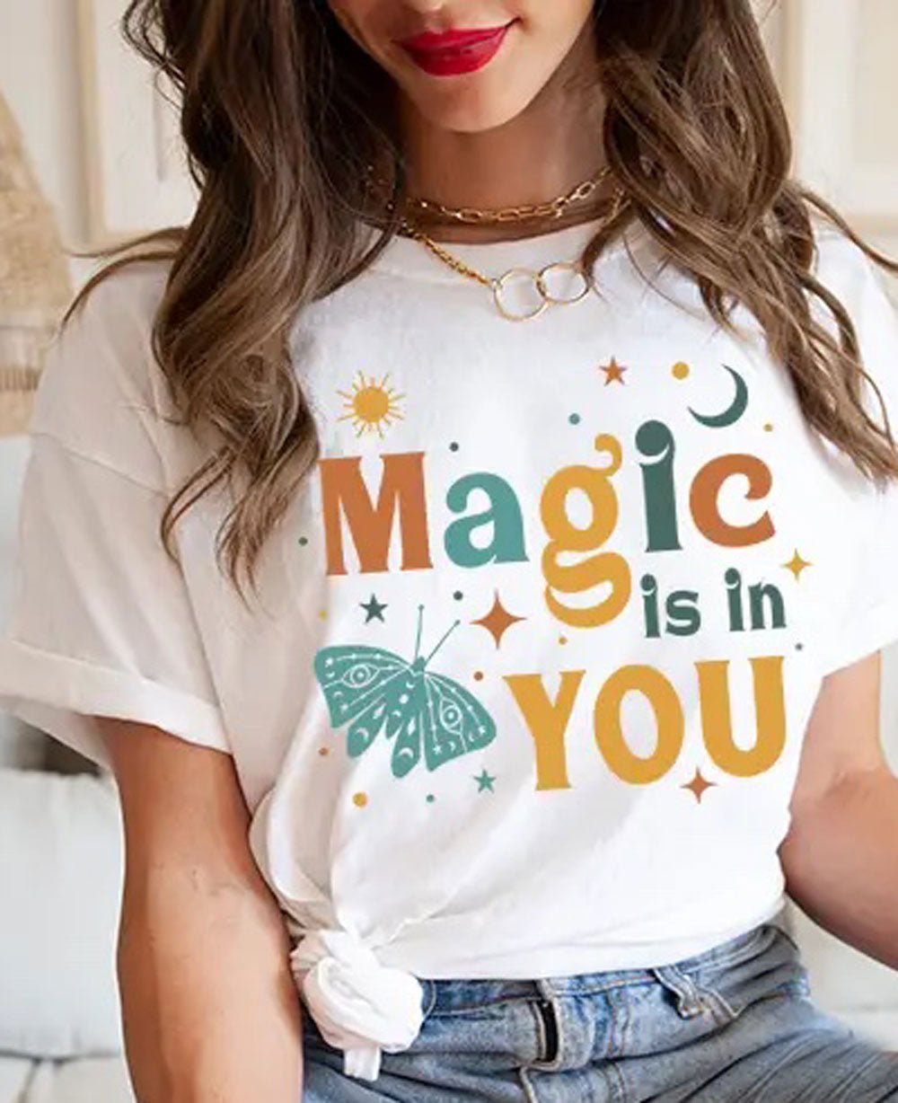 Magic is in You Cotton T-Shirt - Shirts & Tops White Small