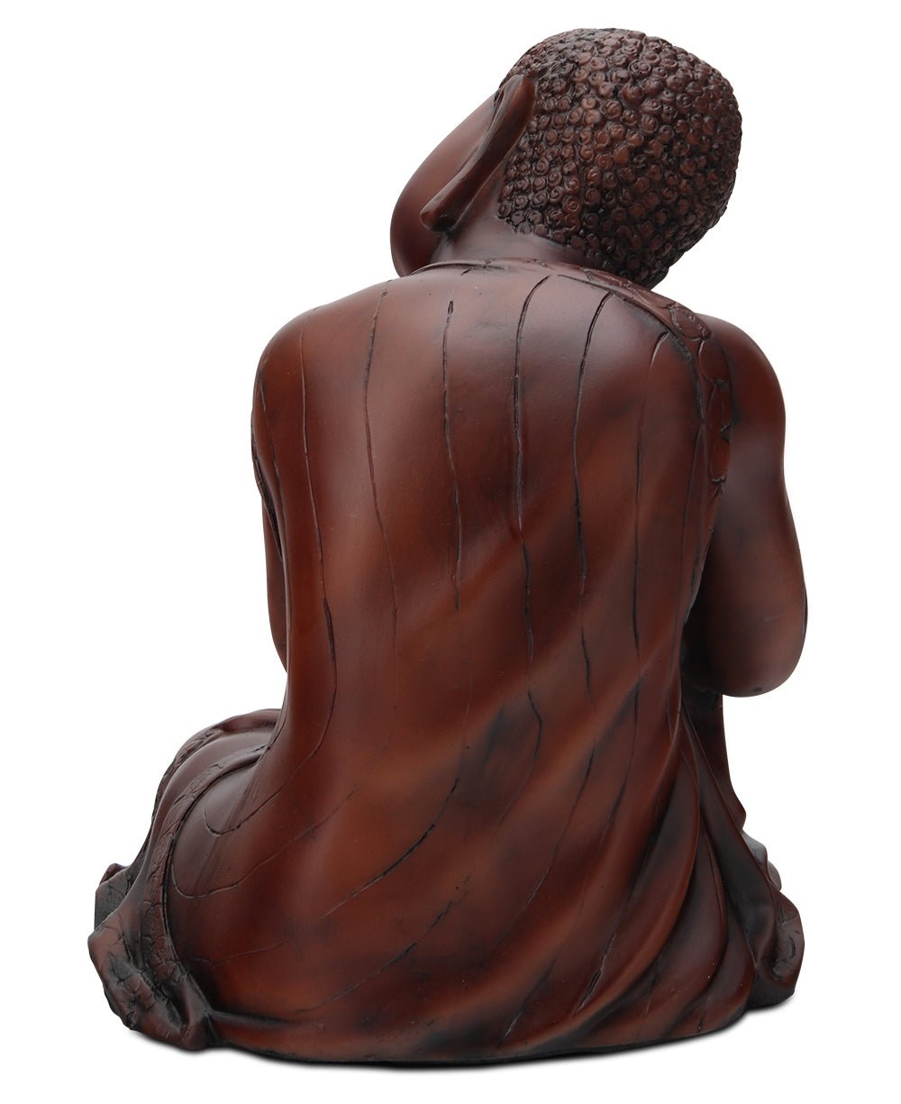 Mahogany Finish Resin Resting Buddha Statue - Sculptures & Statues