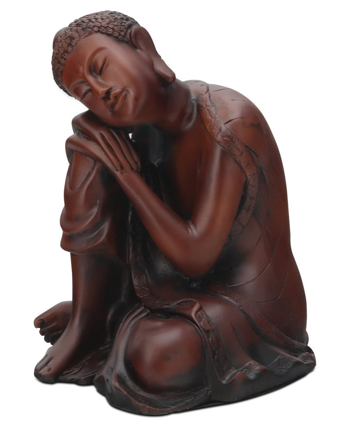 Mahogany Finish Resin Resting Buddha Statue - Sculptures & Statues