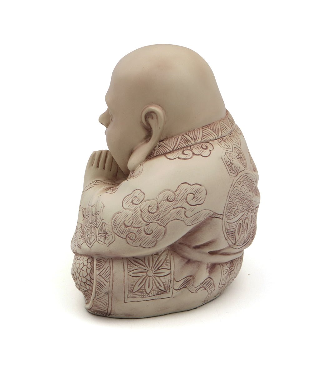Majestic Praying Happy Buddha Statue - Sculptures & Statues White