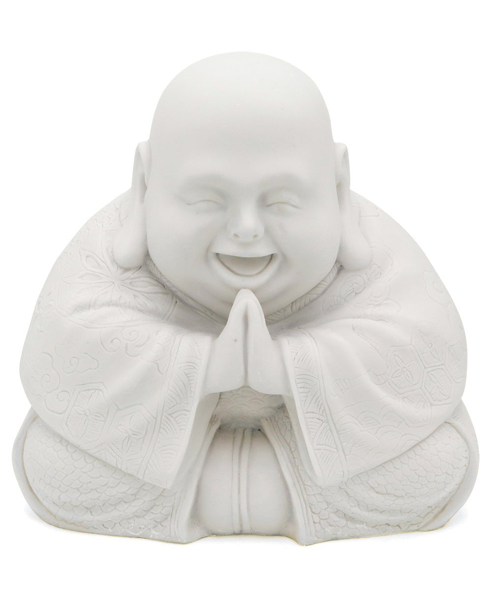 Majestic Praying Happy Buddha Statue - Sculptures & Statues White