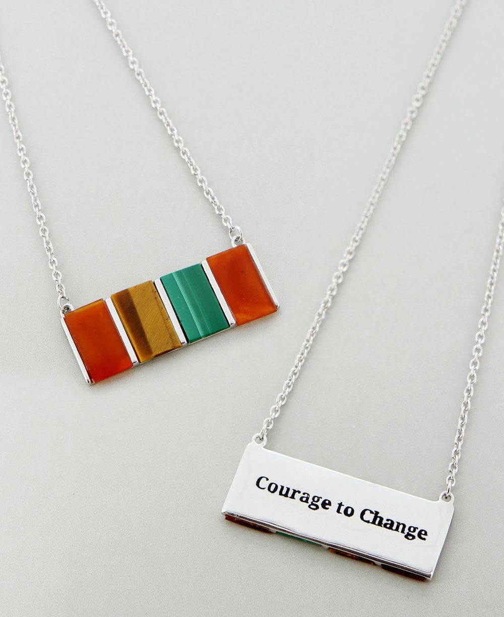 Malachite, Carnelian, and Tigers Eye Sterling Silver Necklace - Necklaces