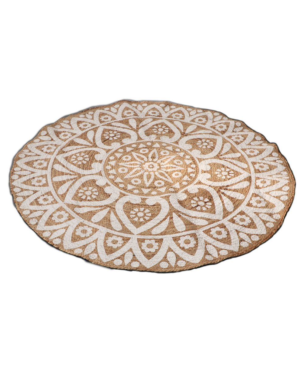 Mandala Print Spiral Jute Rug – Buddha Groove