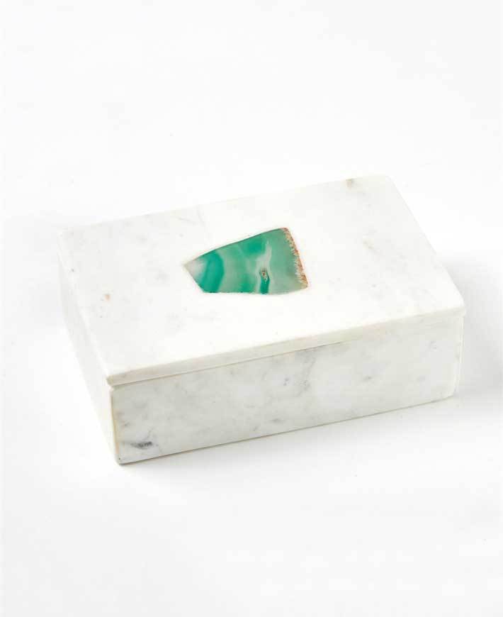 Marble and Agate Stone Mala Boxes, India - Gift Boxes & Tins Rectangle Green