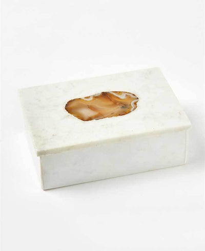 Marble and Agate Stone Mala Boxes, India - Gift Boxes & Tins Rectangle Brown