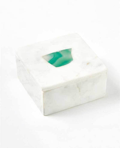 Marble and Agate Stone Mala Boxes, India - Gift Boxes & Tins Square Green
