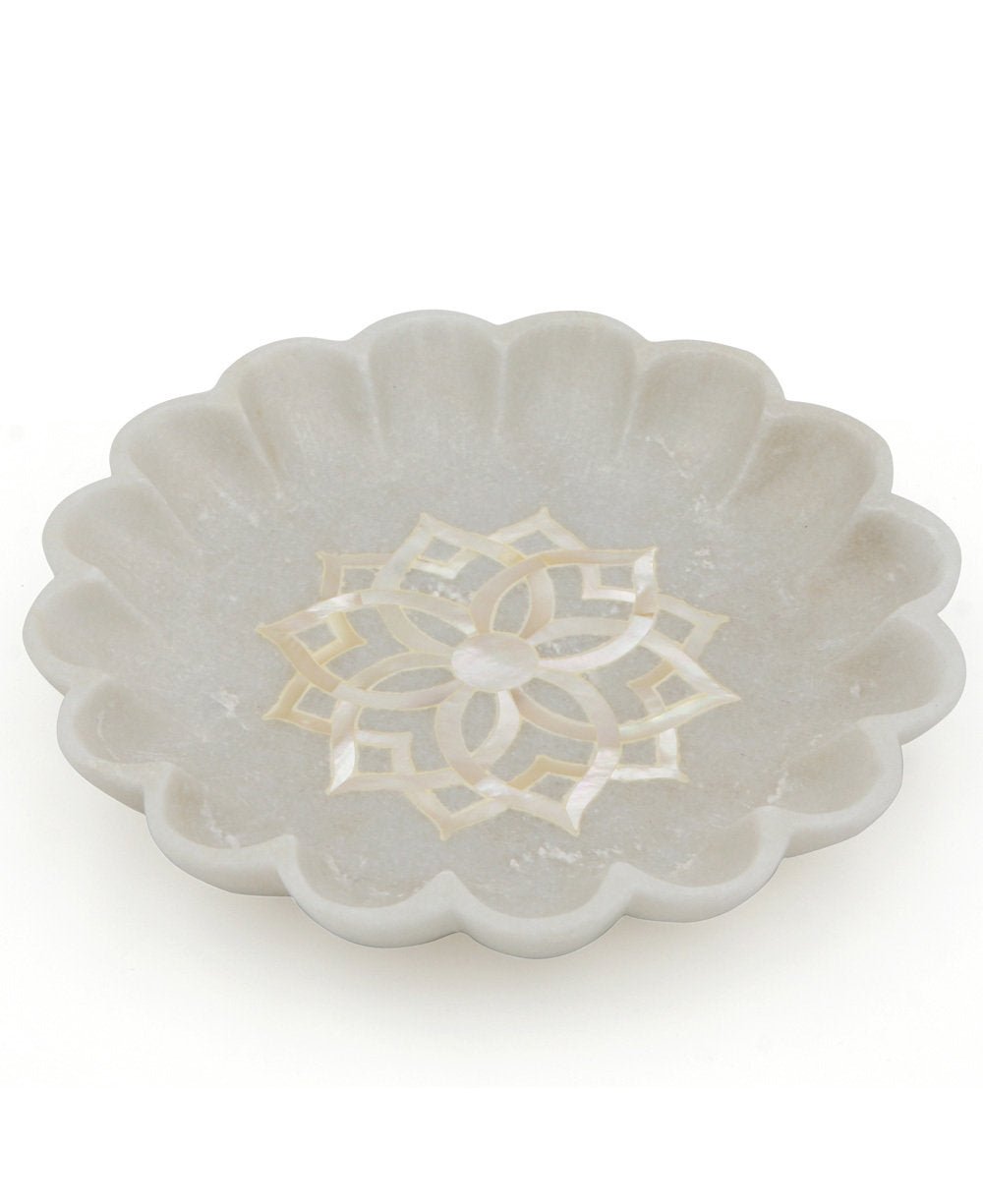 Marble and Mother of Pearl Decorative Lotus Bowl - Home