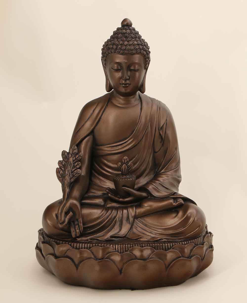 Medicine Buddha Statue in Bronze Tone - Sculptures & Statues