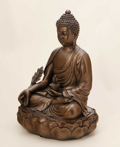 Medicine Buddha Statue in Bronze Tone - Sculptures & Statues