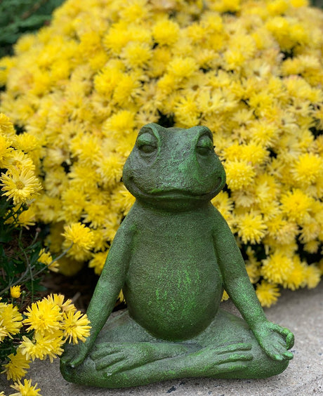 Meditating Yoga Frog Indoor Outdoor Statue - Sculptures & Statues