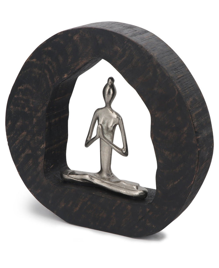 Meditating Yoga Lady on a Ring Accent - Sculptures & Statues