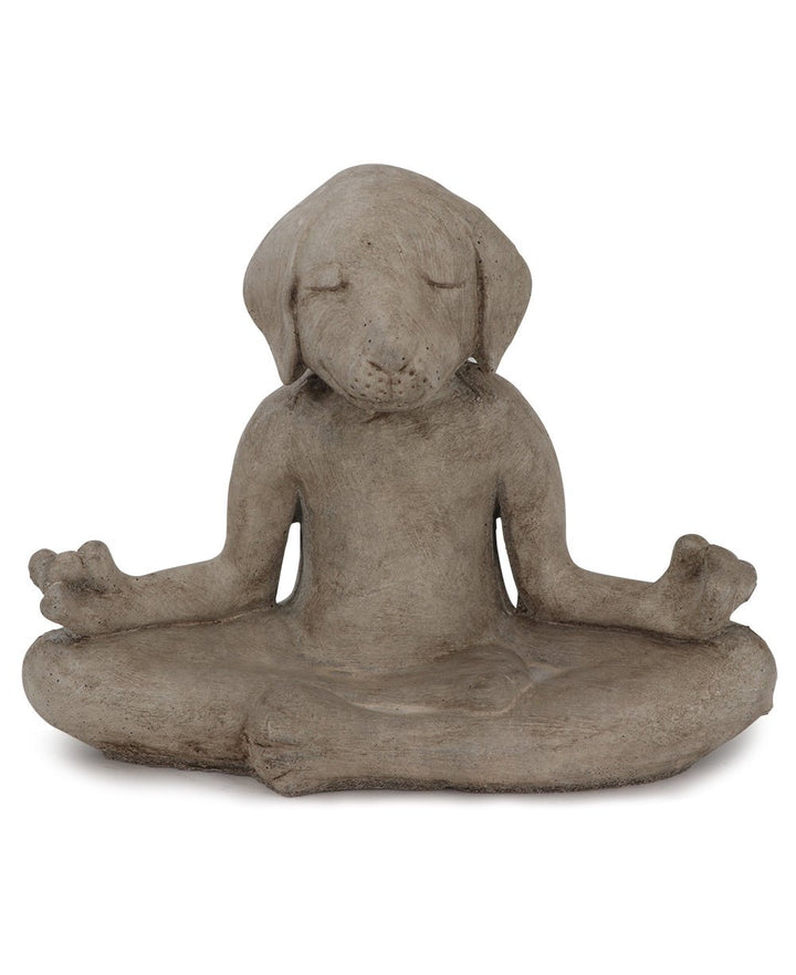 Meditating Zen Yoga Dog Cast Stone Statue USA Made - Sculptures & Statues