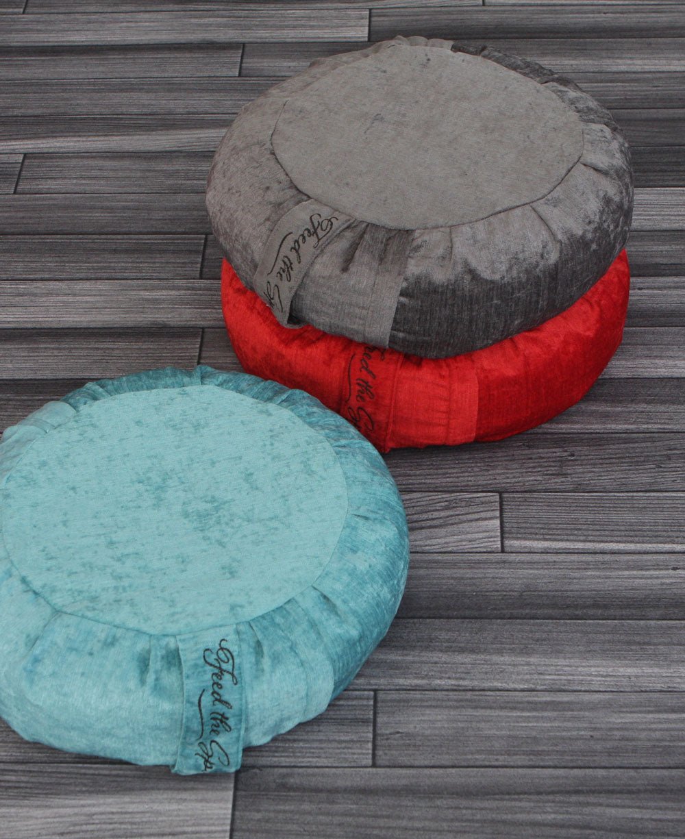 Mid-Century Mod Chenille Zafu Cushion - Massage Cushions Turquoise