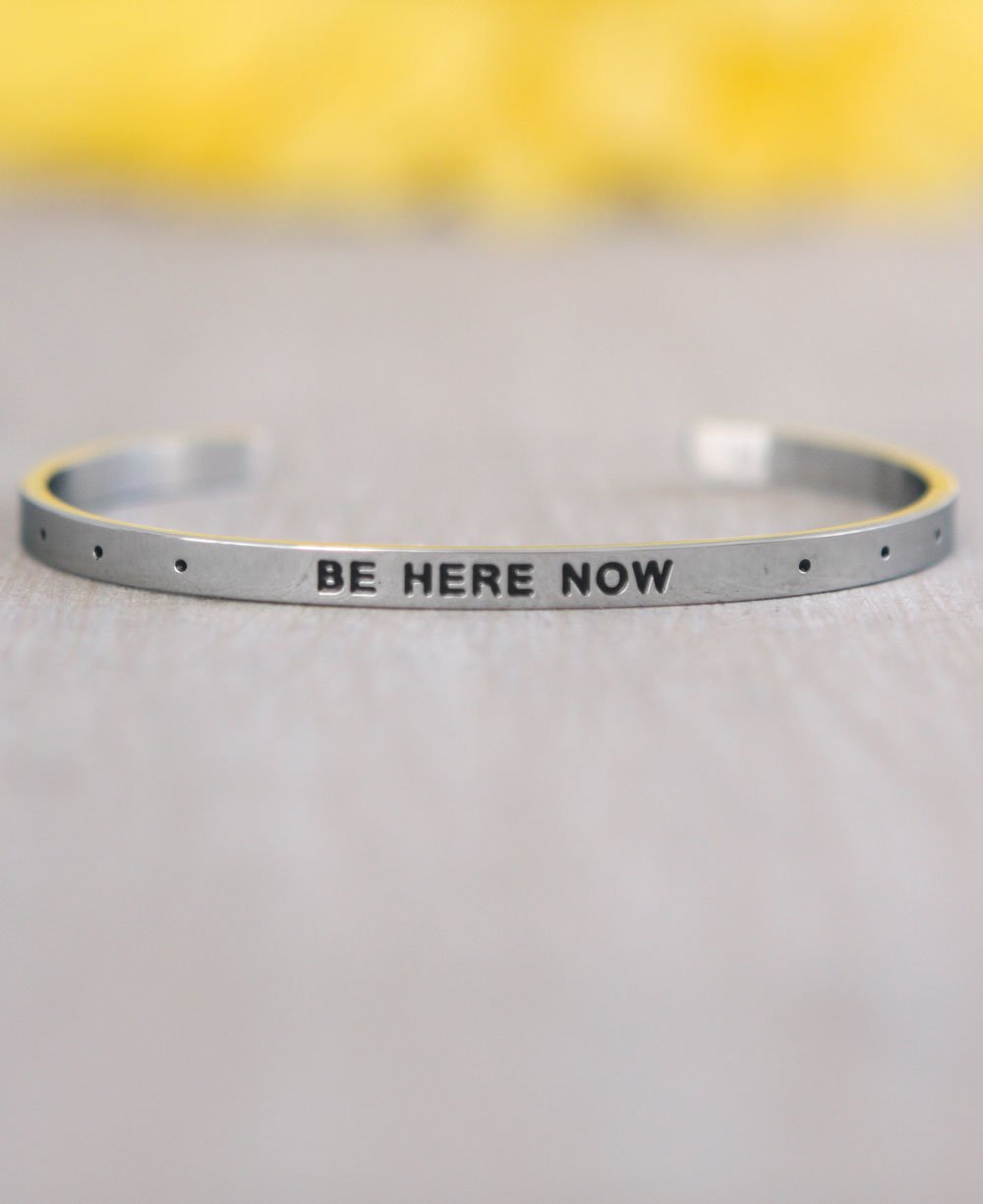 Mindful Meditational Cuff Bracelet, Be Here Now - Bracelets