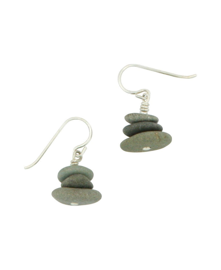 Mini Cairn Earrings, Natural Beach Stone, Made in USA - Earrings