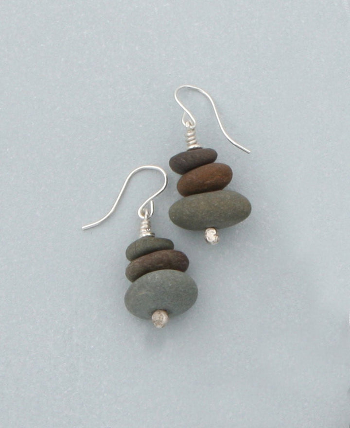 Mini Cairn Earrings, Natural Beach Stone, Made in USA - Earrings