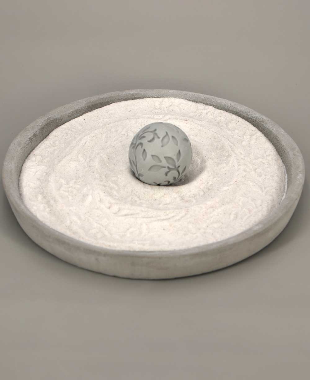 Minimalist Floral Orb Cast Stone Zen Garden -