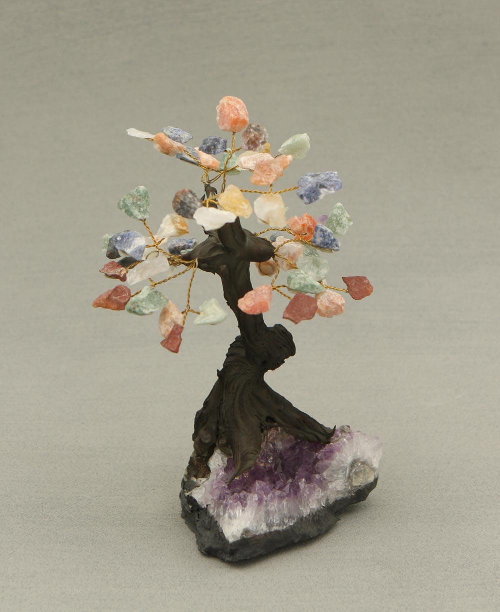 Mixed Gemstone Rainbow Healing Bonsai Tree - Decor