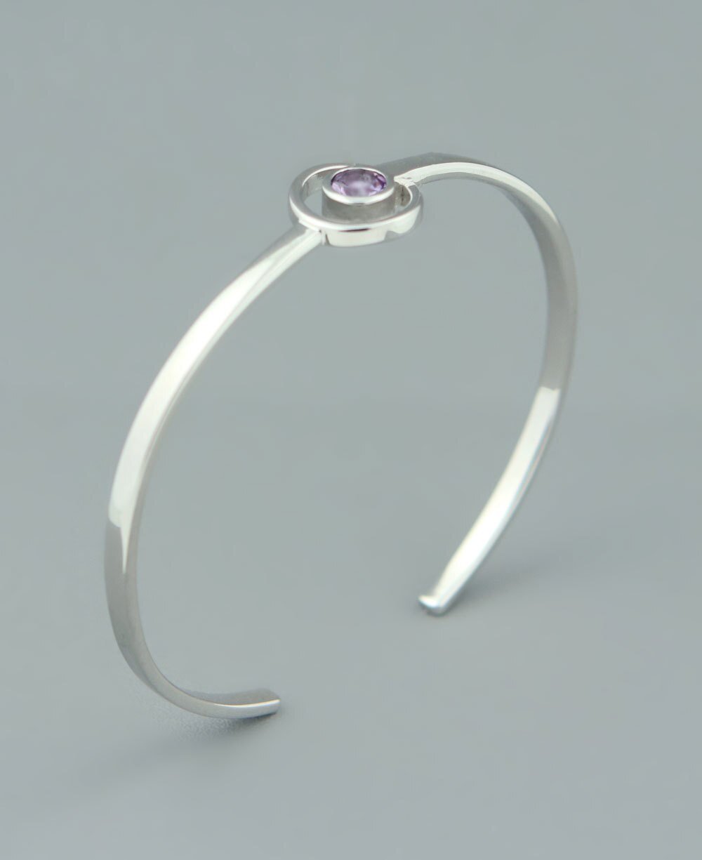 Modern Amethyst Cuff Bracelet,Sterling Silver - Bracelets