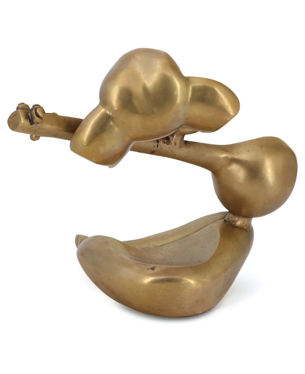 Modern Brass Ganesh Statue Playing Sitar - Sculptures & Statues