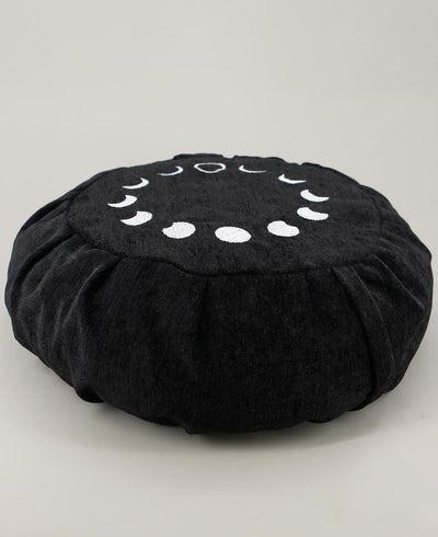 Moon Phase Black Zafu Meditation Cushion - Massage Cushions