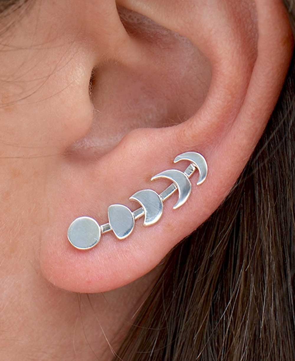 Moon Phase Ear Climber Lunar Earrings - Earrings