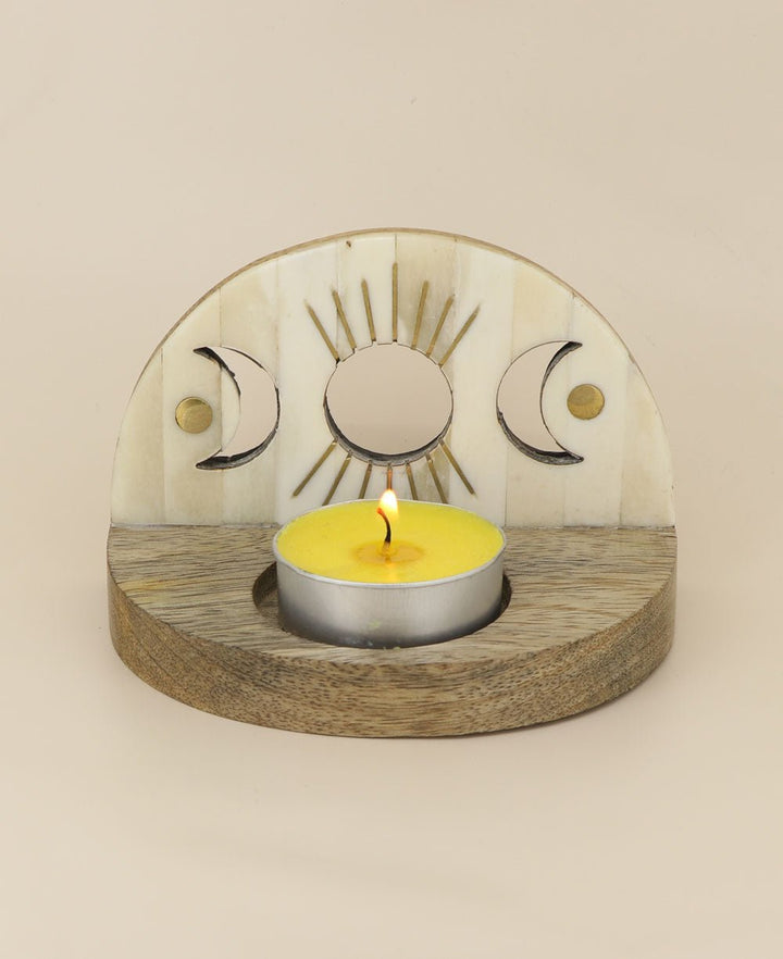 Moon Phase Fairtrade Tea Light Candle Holder - Candle Holders