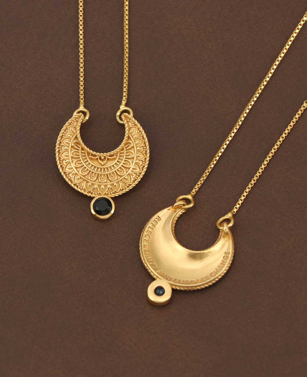 Moon Phase Mandala Art Gemstone Inspirational Necklace - Necklaces Black Onyx