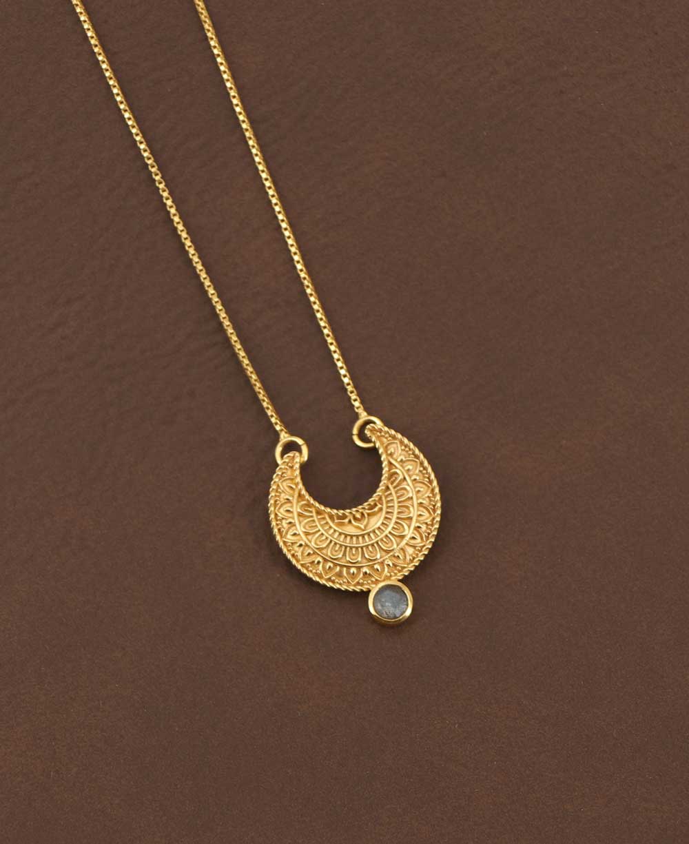 Moon Phase Mandala Art Gemstone Inspirational Necklace - Necklaces Labradorite