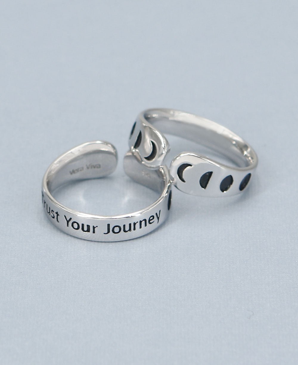 Moon Phase Trust Your Journey Adjustable Inspirational Sterling Silver Ring - Rings