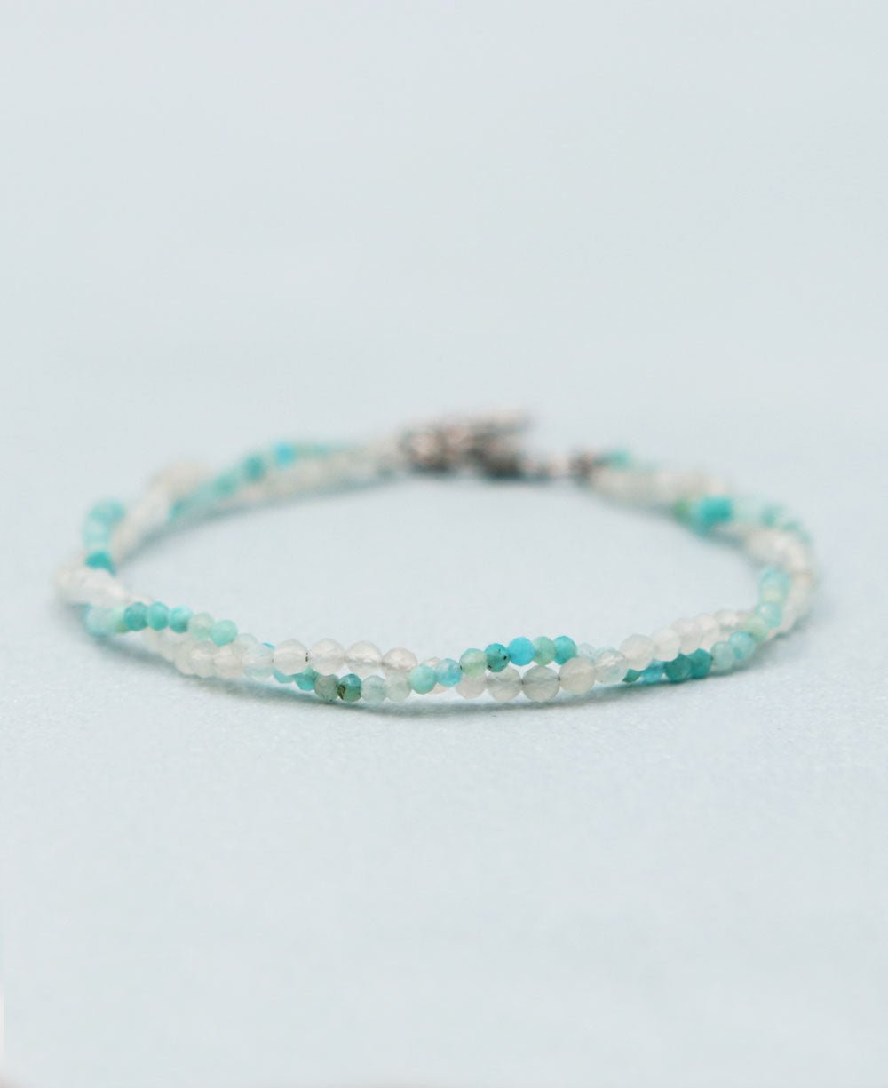 Moonstone and Amazonite Twist Bracelet for Peace - Bracelets