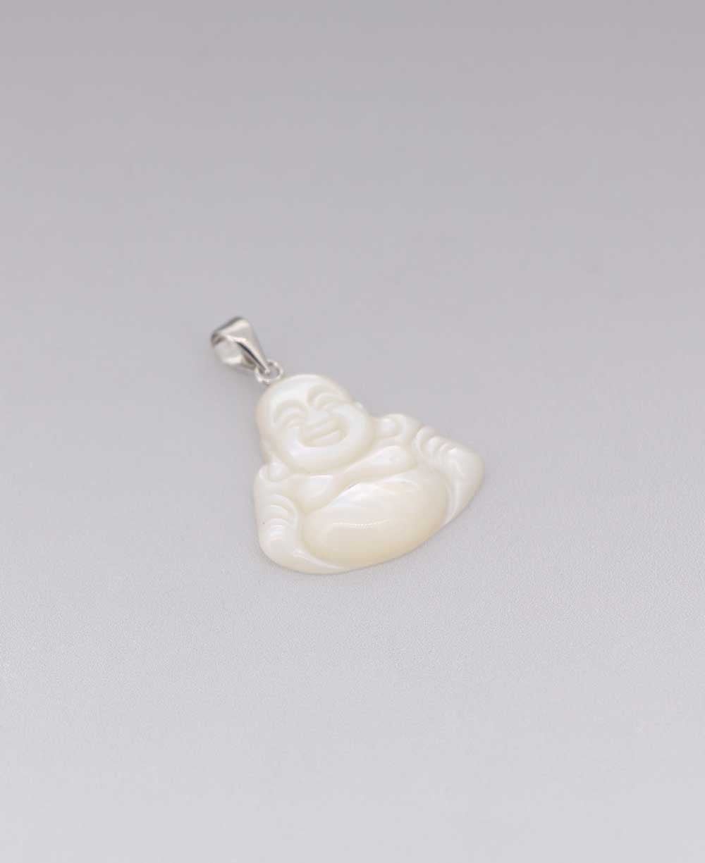 Mother of Pearl and Sterling Silver Happy Buddha Pendant - Charms & Pendants